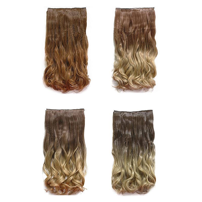 Color Clip in Hair Extensions One Piece Long Wavy Curly Dip Dye 4