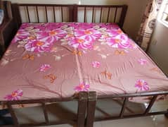 2 Single Beds with Side Tables and Mattress