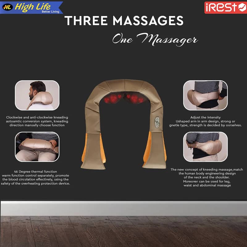 iREST portable full body massager neck massager with heat therapy 16