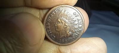 USA 1867 INDIAN HEAD ONE PENNY CENT | OLD COIN | RARE COIN | USA COIN