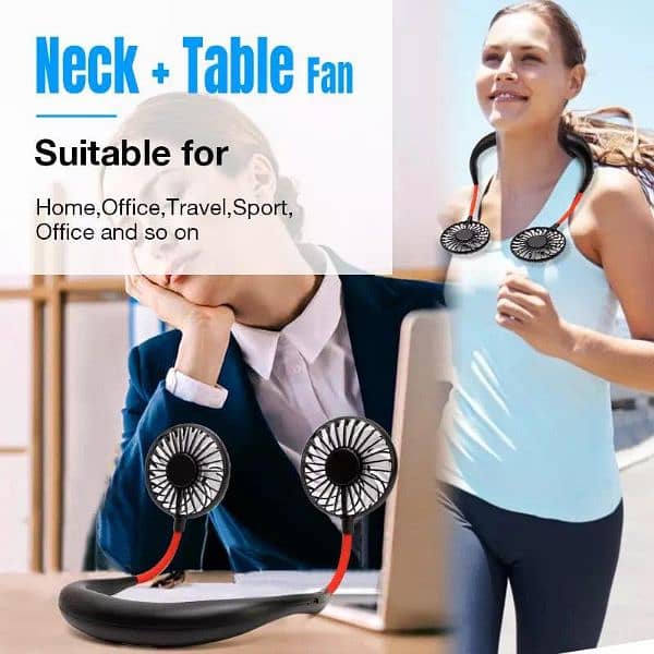 Hands Free Portable Hanging Rechargeable Neck Fan 360 Adjustable 0