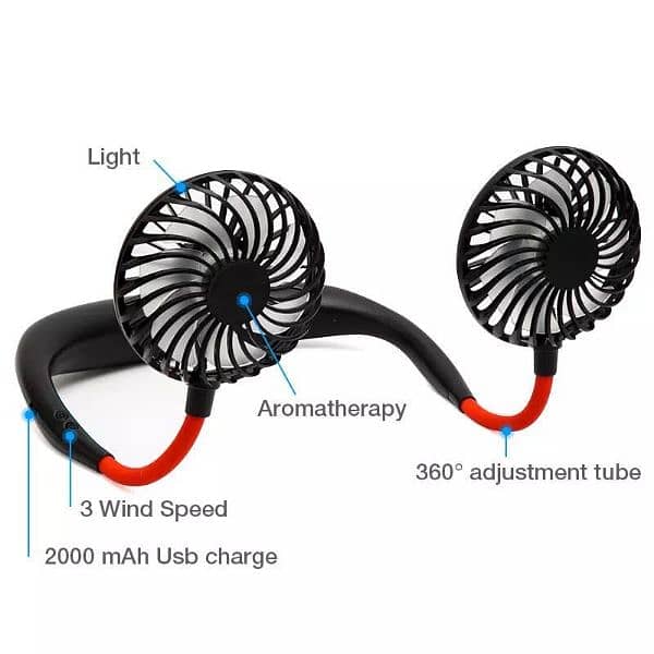 Hands Free Portable Hanging Rechargeable Neck Fan 360 Adjustable 1