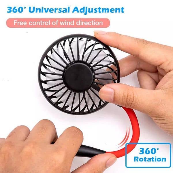 Hands Free Portable Hanging Rechargeable Neck Fan 360 Adjustable 5