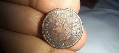 USA 1863 INDIAN HEAD ONE PENNY CENT | OLD COIN | RARE COIN | USA COIN