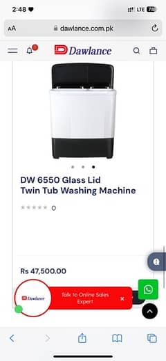 Dawlance washing Machine Dual Tub
