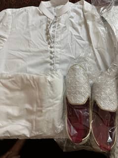Brand New Eid Kurta Shalwar with Waistcoat and Matching Shoes for Sale