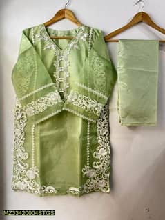 3 Pcs women stitched organza embroidered suit