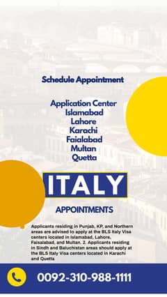 Italy Apointment Slot Available in Karachi