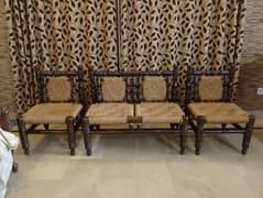 Old Antique Wooden Chair Set