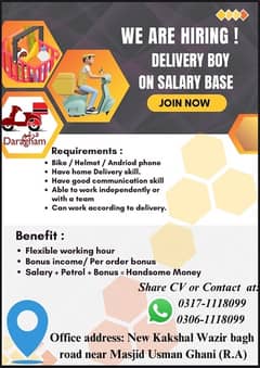 Delivery Boy Required - Part time Job