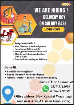 Delivery Boy required - part time job for students