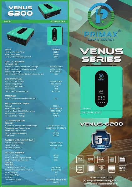 Primax Venus 6200 6KW Solar Hybrid Inverter 0