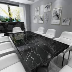 Self Adhesive Black And White Marble Sheet for Kitchen -