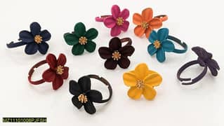 Multicolor  Flower Design Ring Set , Pack of 10