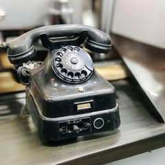 old vintage black double telephone