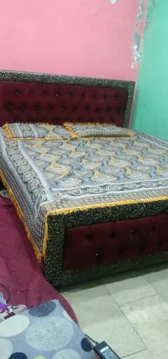 Double Bed with Dressing & Spring Mattress, Good Condition