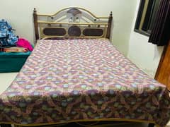 wooden iron bed with mattress