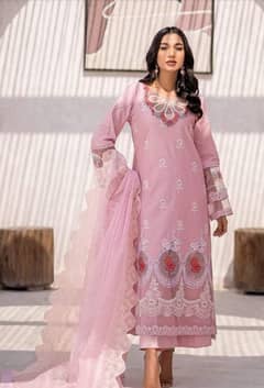 3pcs woman's in stitched organza embroidered suit