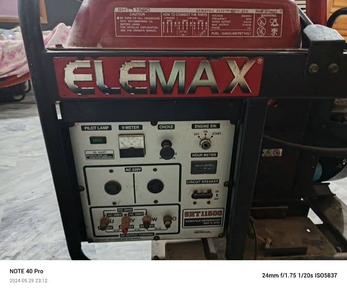 Elemax Honda Generator Model SHT 11500.11. 5 kVA (Made in Japan) 2