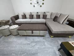 Attractive Corner Sofa + storage box + stool pair