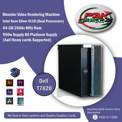 Dell 7820 Xeon Silver 4110 (Dual Processors)  Monster 4k Rendering Pc