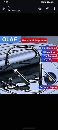 Digital Battery Display Wireless Bluetooth neckband