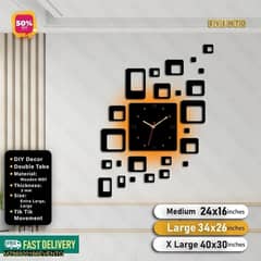 Square box wooden wall clock with Light ( CASH ON DELIVERY AVAIALBLE )