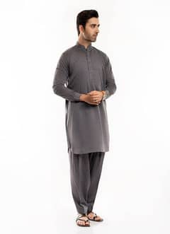 Lawrencepur Textured Melange Cotton Shalwar Kameez Slate Gray