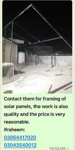 Solar panel fittings frame