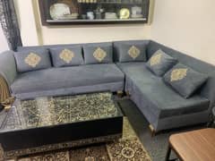 L shaped sofa and center table for sale