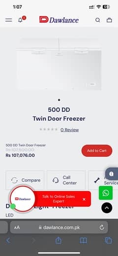 dawlance 500 DD twin door freezer