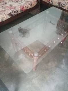 Chinyoti wooden table with big size glass