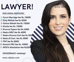 Court Marriage/Nikkah/Divorce/Khulla/Nadra Cert/Family Lawyer/Advocate