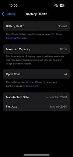 Iphone 15 JV black titanium with box 100% BH 74 cycles