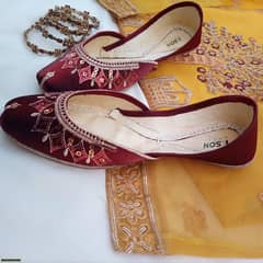 Handcrafted Leather Khussa with Zari Tilla Pattern