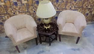 2 mini chairs table and lamp