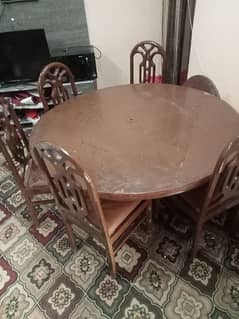 wood dinning table with 6 chair