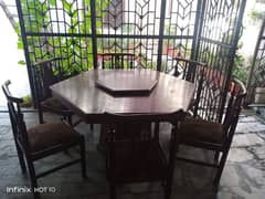 Hexagonal Dinning Table with 6 chairs