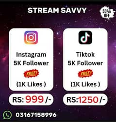 Tiktok, Instagram and YouTube Followers, Likes and Views are for sale