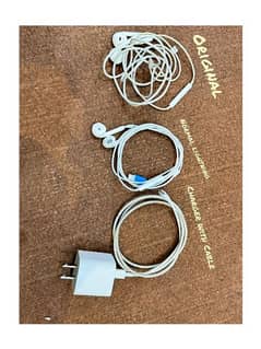 100% original Apple handsfree + (Apple A+ 20W charger With Cable)