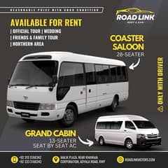 Grand Cabin Hiace For Rent , Coaster For Rent / Rent a Car