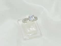 1 Pc Alloy Silver Plated Crystal Diamond High Quality Zircon Ring