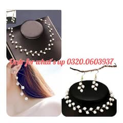 1pc Alloy white zig zag choker with ear rings
