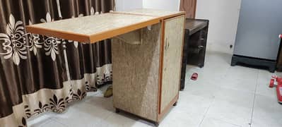 Iron Table Folding Kitchen Table Multipurpose with lock cabinet