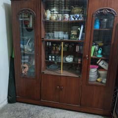 Sheesham wood showcase 3 pcs divider 3 door almari cupboard