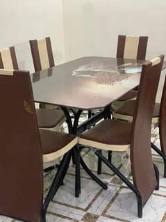 dinning table with 6 chairs good quality 12mm glass new condition