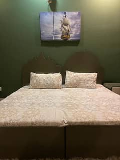 2 SINGLE BED WITH SIDE TABLE
