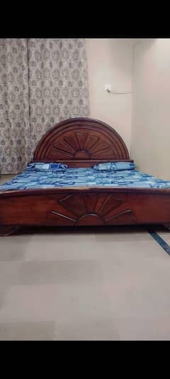 Wooden Double Bed + Dressing Table