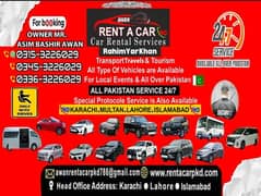 Rent a car Rahimyarkhan/rental services/car rental/to all Pakistan