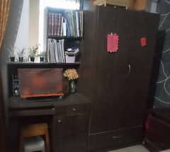 2 door wooden cupboard with study table